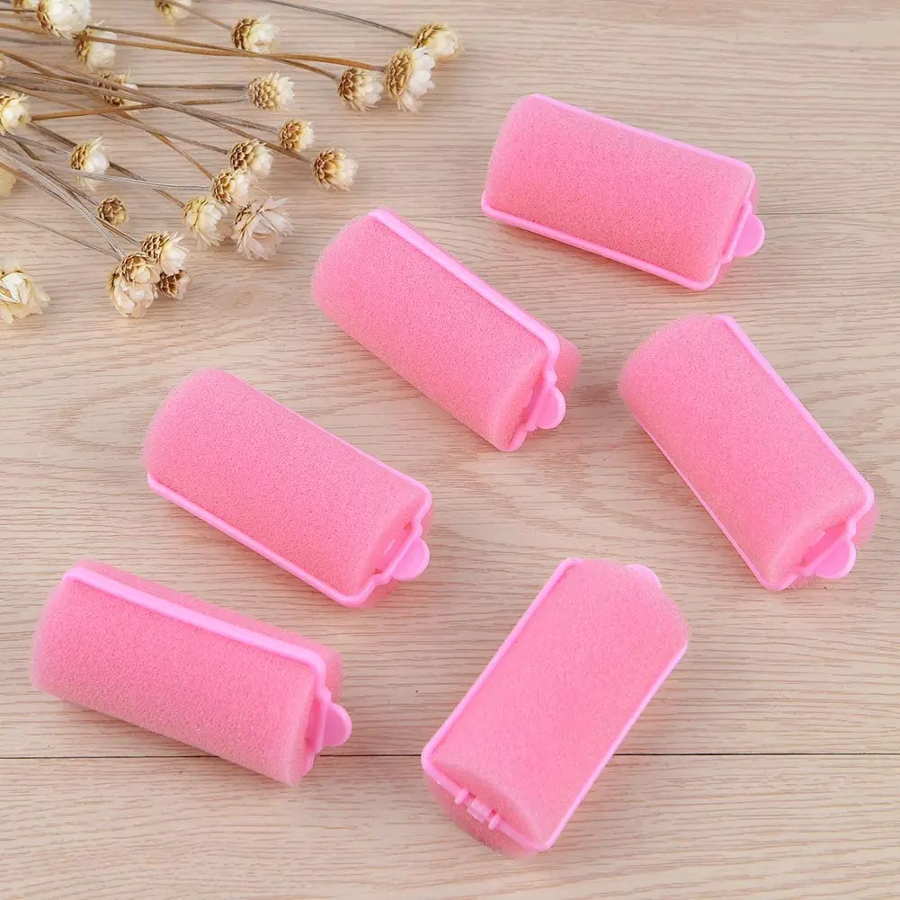 24pcs/Set Pink Soft Sponge Foam Cushion Hair Rollers Curlers Salon Barber DIY Curls Hairdressing Tool Kit DIY Home
