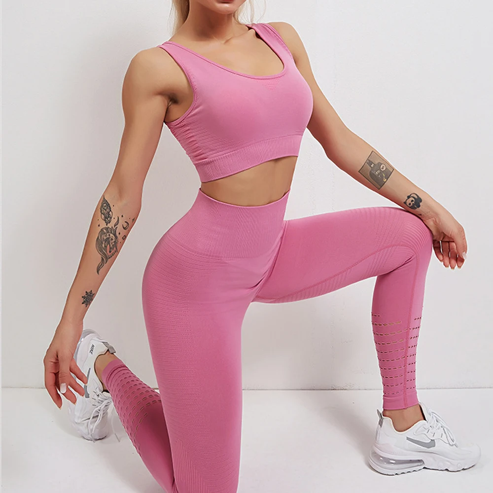 2021 New Gym Set Workout Clothes for Women Sports Bra and Leggings Suit Sports Wear Female Seamless Athletic Yoga Sets Plus Size