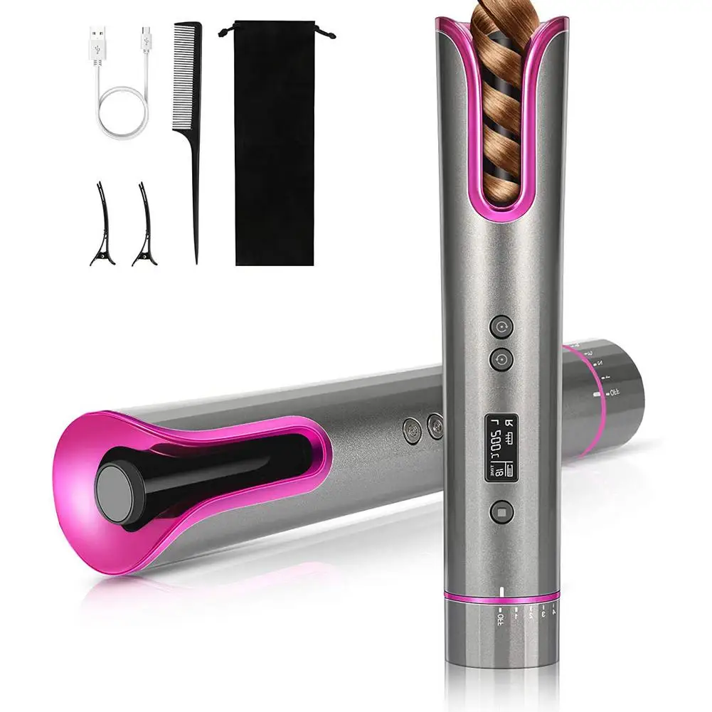 

Automatic Cordless Hair Curler Iron Ceramic Rotating Air Curler With LCD Timer Intelligent Curler Adjustable Temperatures