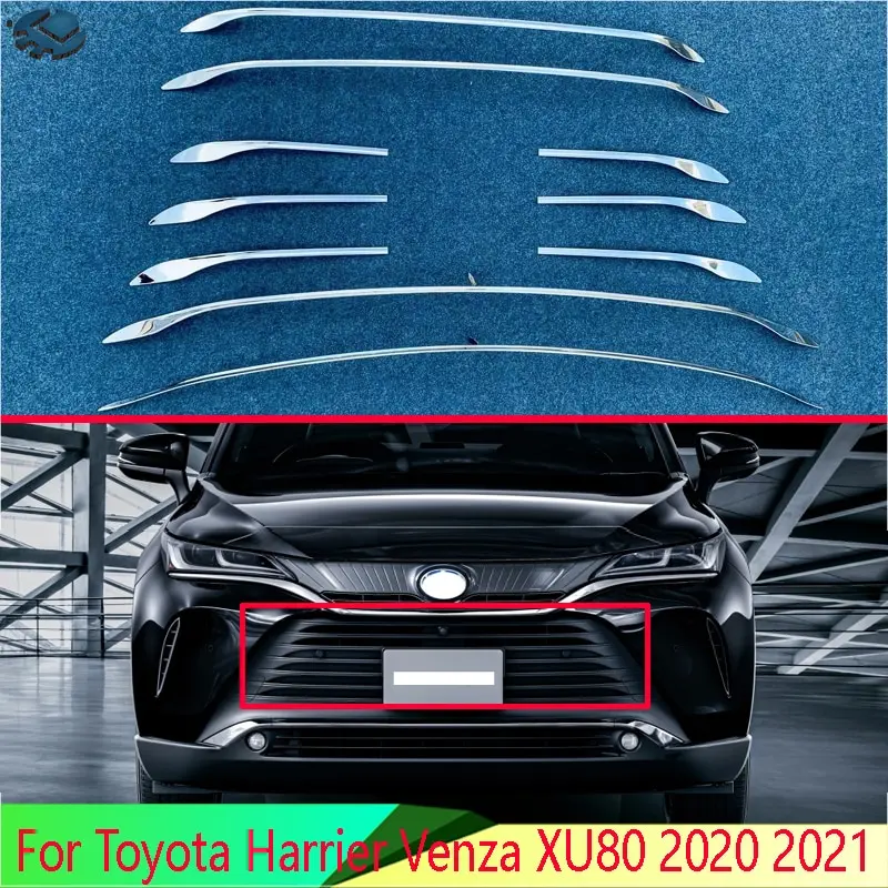 

For Toyota Harrier Venza XU80 2020 2021 ABS Chrome Front Center Mesh Grille Grill Cover Radiator Strip Trim Decoration