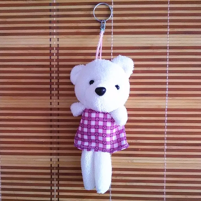 Bear Pompon Key Chain Fluffy Fake Fur Ball Key Ring Cute Pendant Bag Charming Car Key Holder Personality Gifts