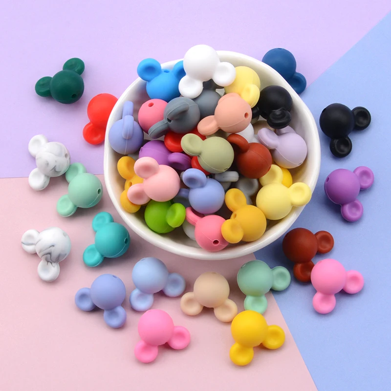LOFCA 10 teile/los Maus Silikon Perlen Baby Beißring Spielzeug Weiche Kauen Zahnen BPA Frei DIY Charme Halskette Food Grade Schmuck – Detail 11