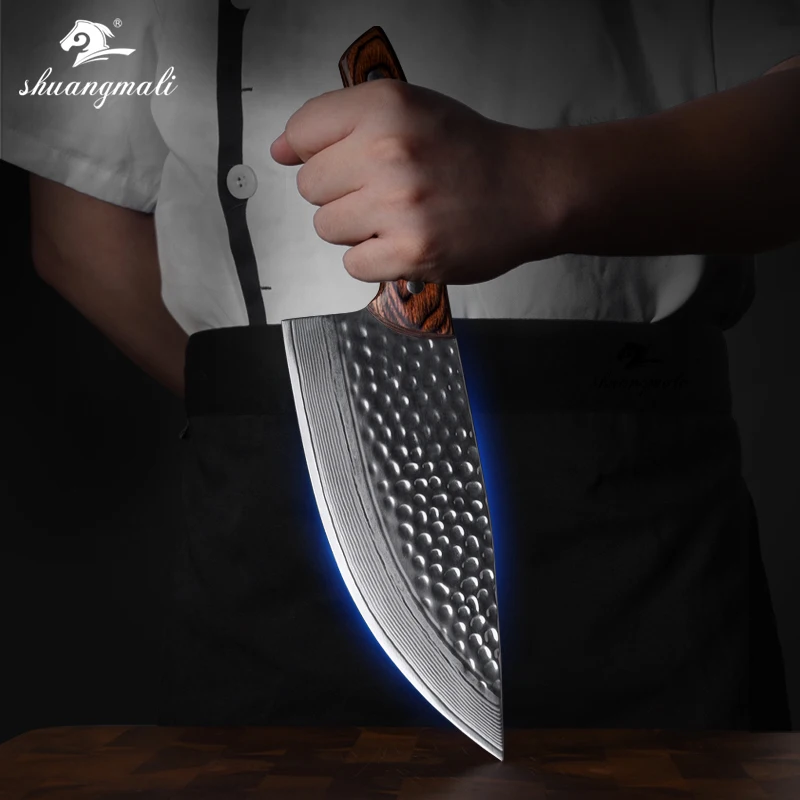 8 Inch Butcher Knife Damascus Steel Kitchen Chef Knives Professional Cleaver Vegetable Meat Slicing Slaughter Tool