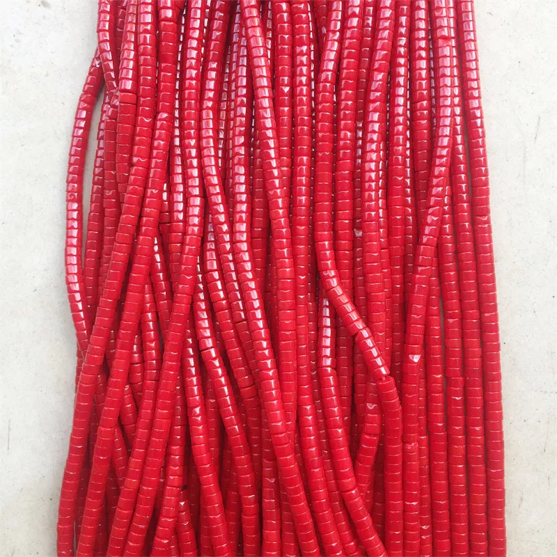 2*4MM Heishi Red Coral Color Gemstone Abacus Disc Natural Stone Beads For Jewelry Making DIY Bracelet Necklace Earrings