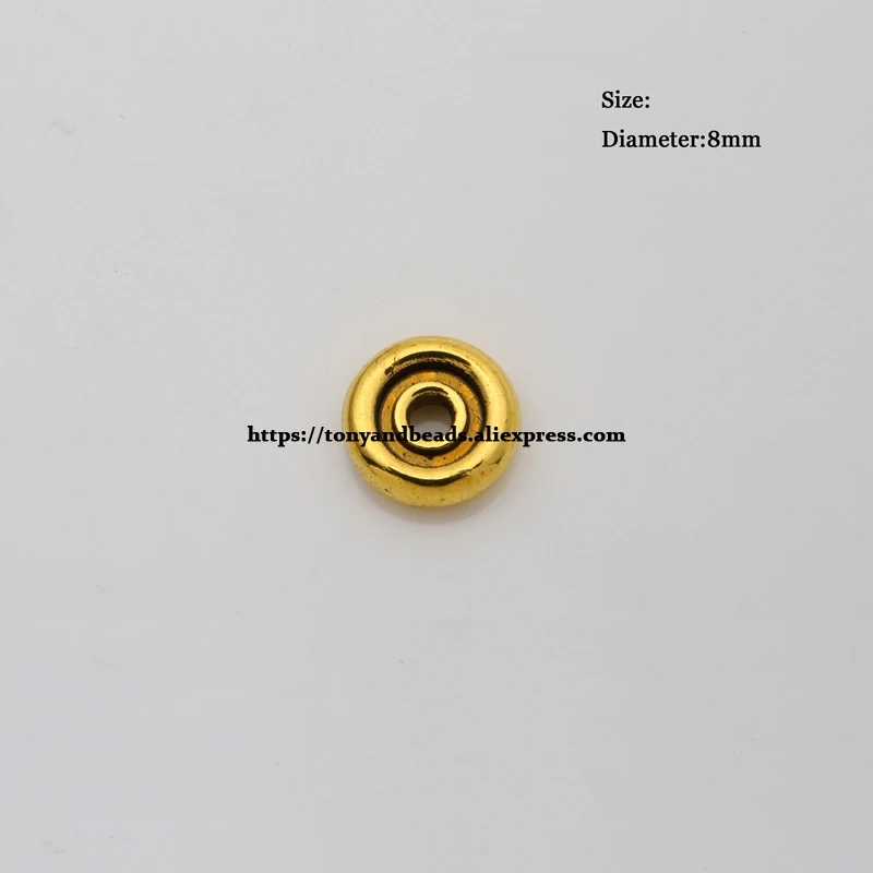 (50 Stück / Los!) Europäischer Spacer-Charm-Verbinder, Crimp-Endperlen aus Legierung in Antikgoldfarbe, geeignet für die Armbandherstellung. – Detail 18