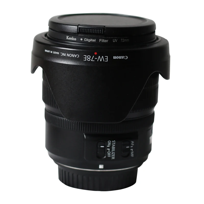 BIZOE-Capucha de lente de cámara Canon, accesorio para cámara DSLR, con hebilla trasera de loto de 72mm, EW-78E15-85mm f/3,5-5,6 IS USM, EOS7D7D2