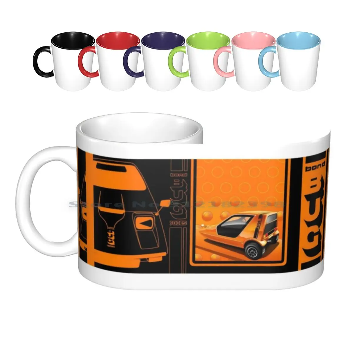 Bond Bug Illustrated Mug Wrap Ceramic Mugs Coffee Cups Milk Tea Mug Bond Bug Cars Bond Bug 1970s Car Bond Bug Car Automotive