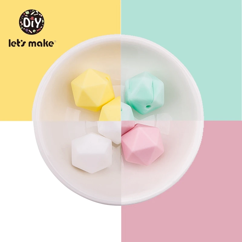 Let\'s Make Silicone Beads Octagonal Silica Beads 20 PCS 14mm BPA Free Teething Toys DIY Accessories Pacifier Chain Baby Teether