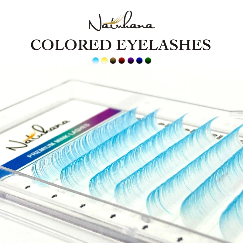 NATUHANA 12Rows White Ombre Colored FalseLashes Individual Faux Mink Gradient Color Eyelash Extension for Makeup Tool