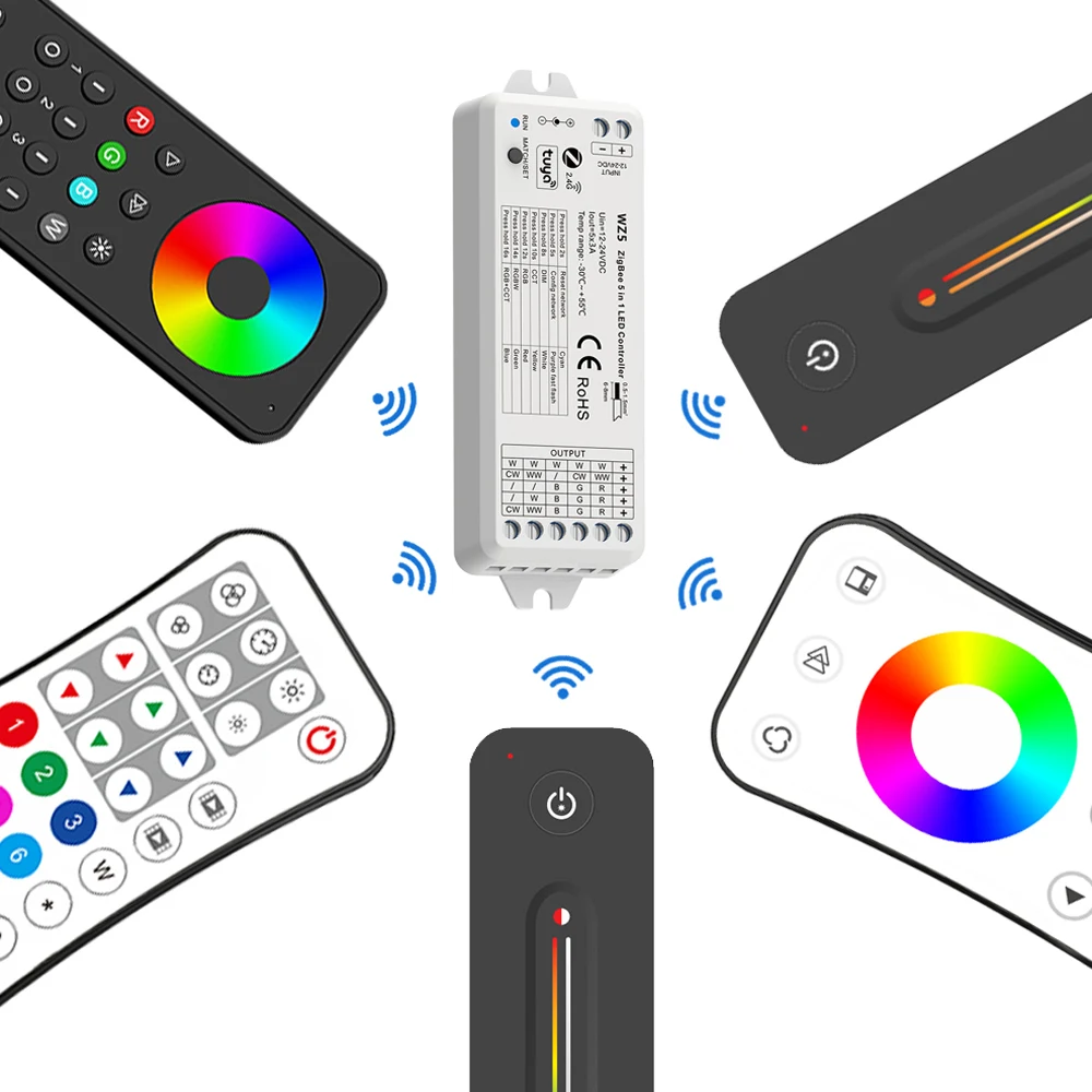 LED Zigbee RGBCCT Controller 12V DC 24V Tuya Smart Life 2.4G RF Remote Voice Control RGB CCT RGBW RGBWW LED Strip Light Dimmer