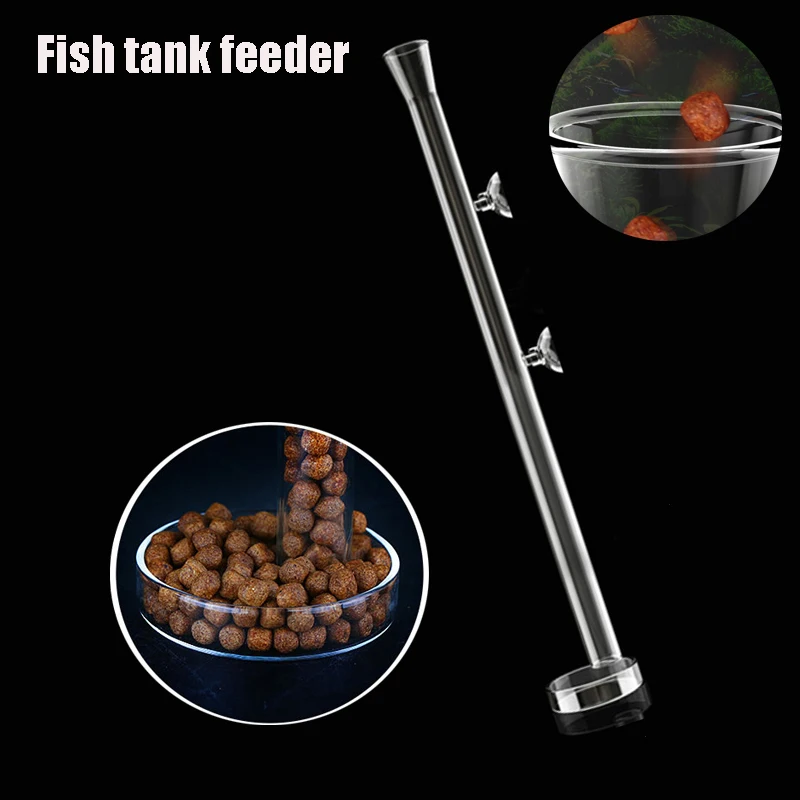 Aquarium Clear Glass Shrimp Feeding Tube Food Feeder Pipe Holder with Suction Cups Shrimp Fish Tank Glass Feeder Tube Supplies