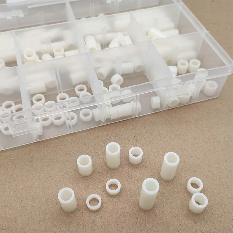 150Pcs 10 Sizes ABS Plastic Round Spacer Assortment Kit OD 11mm ID 6.2mm for M6 Screws Round Straight Tube Plastic Standoff