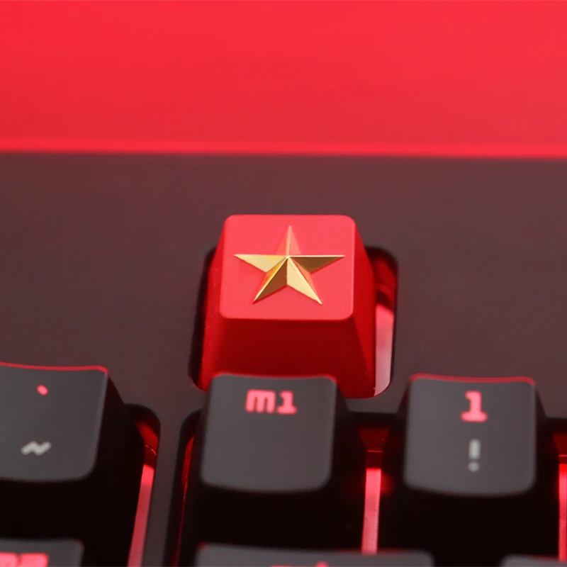 Keycap 1 PCS Communist Party or Pentagram Embossed Zinc Aluminum Metal Keycaps Mechanical Keyboard R4 Height for Cherry MX axis