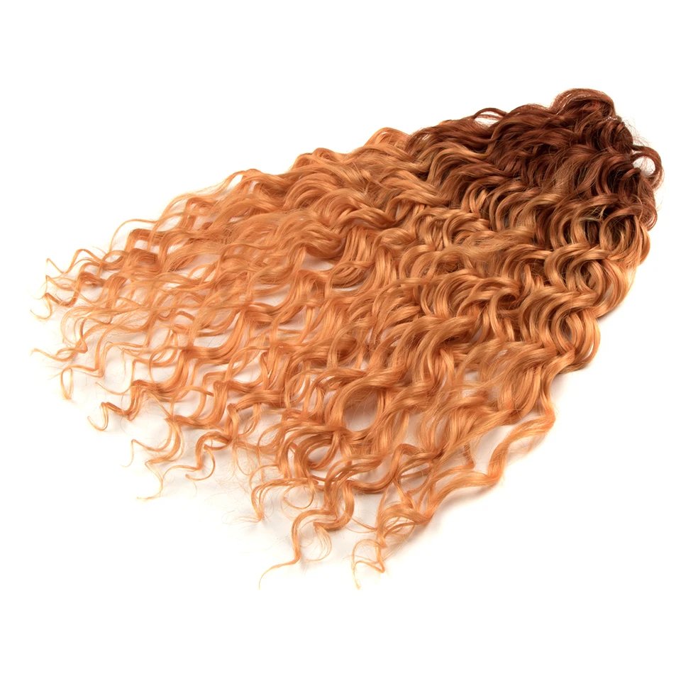 FASHION IDOL Deep Wave Twist Crochet Hair Synthetic Afro Curly Crochet Braids Ombre Orange Braiding Hair Extensions For Women