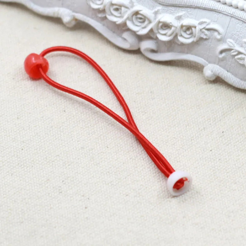 50PCS 2mm Elastic Ponytail Holders with Single Plastic Pads to Attach Charms Plain Hair ties Hair Bands for Kids DIY