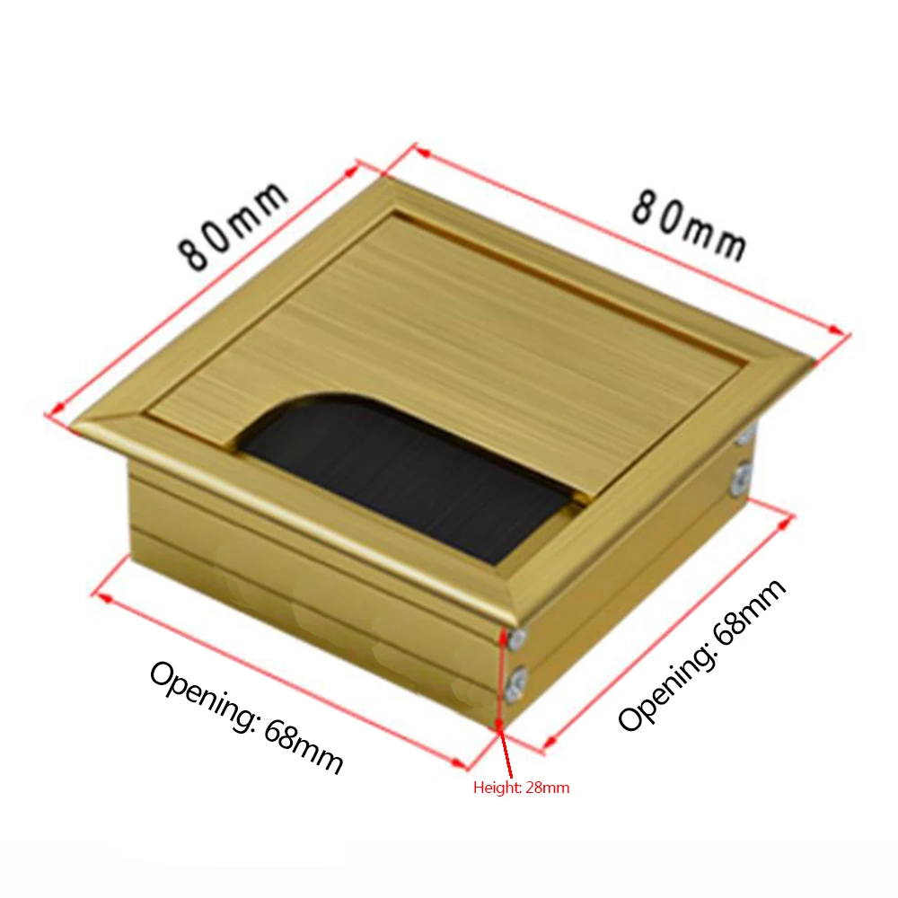 1Pcs Schreibtisch Top Gewinde Box Aluminium Threading Loch Abdeckung Box Für Computer Schreibtisch Mit Gebürstet Draht Threading Box