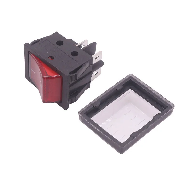 2 Pcs Red Button Rocker Switch 4 Plugs 37 * 30 * 30mm 16A 250V AC/20A 125V AC Electrical Equipment Switches Wholesale