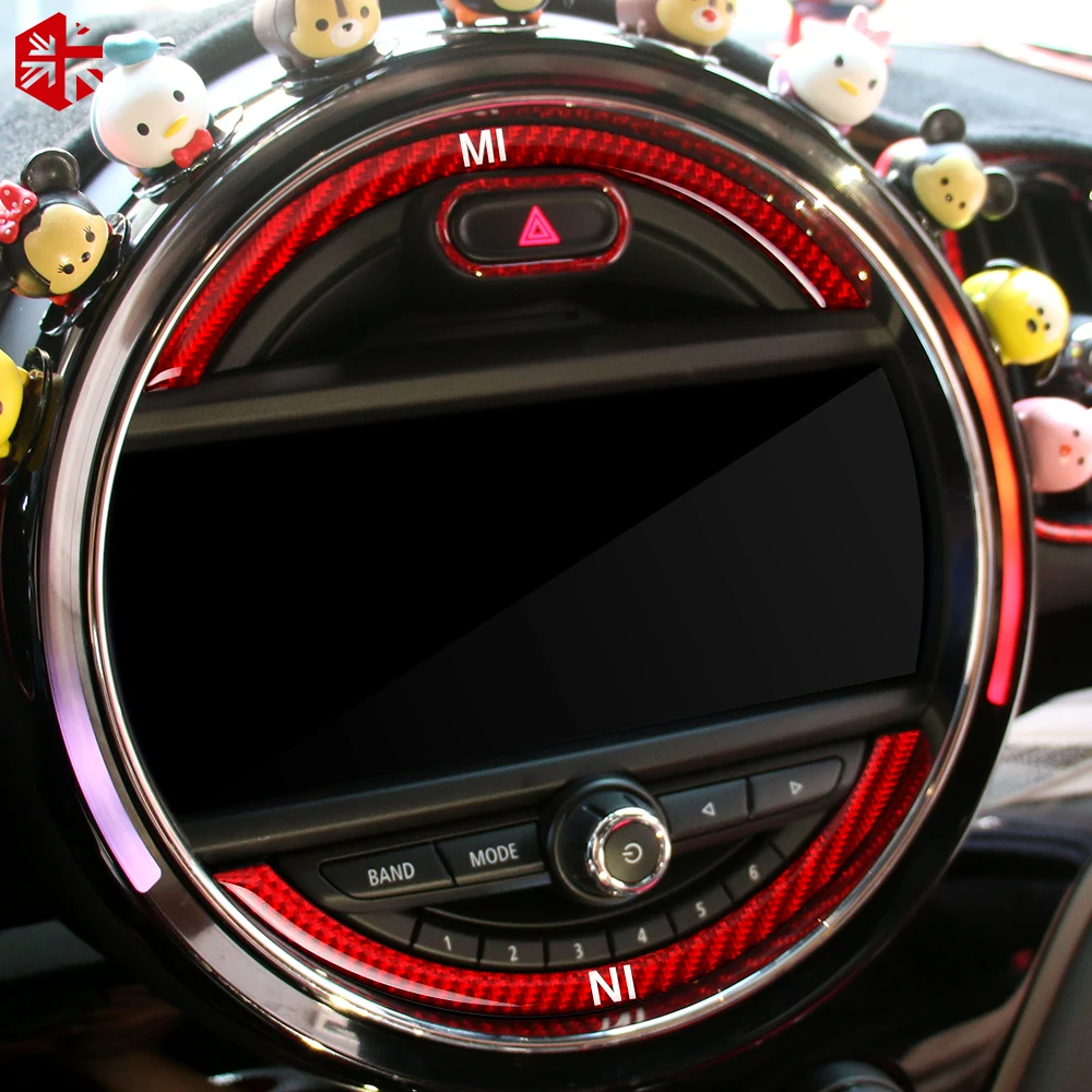 Carbon Fiber Car Interior Console Navigation Screen Sticker Decoration Cover For MINI Cooper F55 F56 Countryman F60