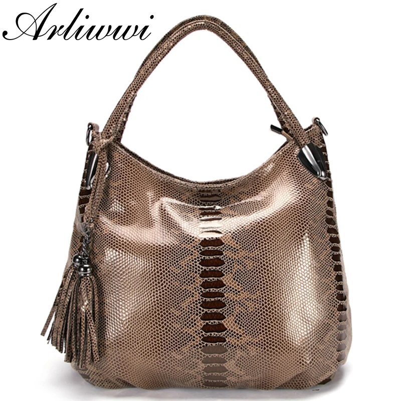 

New Large Shiny Serpentine Pattern Embossed PU Leather Lady Shoulder Bags Fashion Animal Print Crossbody Handbags For Women