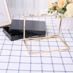 Rectangle Metal Frame Box Purses Handles for DIY Handbags Evening Bag Clutch Accessories LX9F