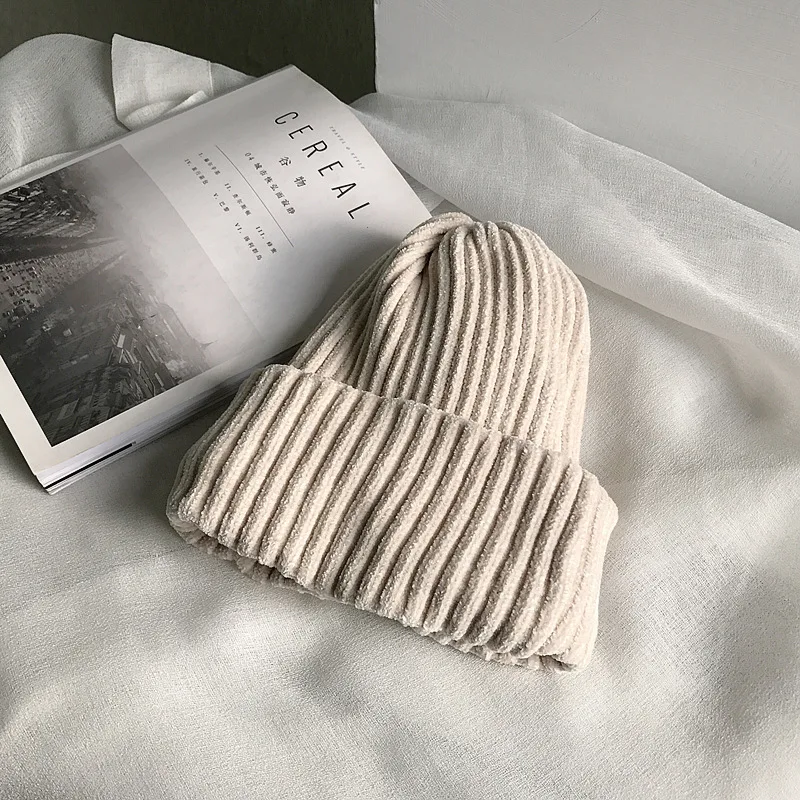 Winter Warm Snow Double Layer Soft Beanie Chenille Comfortable Feeling Skullies Beanies Cap Women Outdoor Leisure Hat