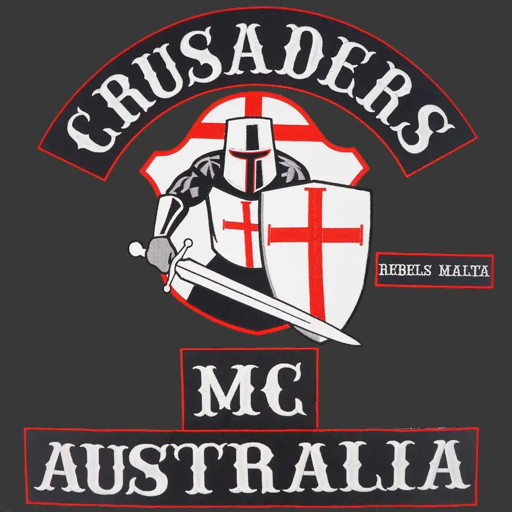 Crusaders Australia MC Large Embroidery Punk Biker Patches Clothes Stickers Apparel Accessories Badge