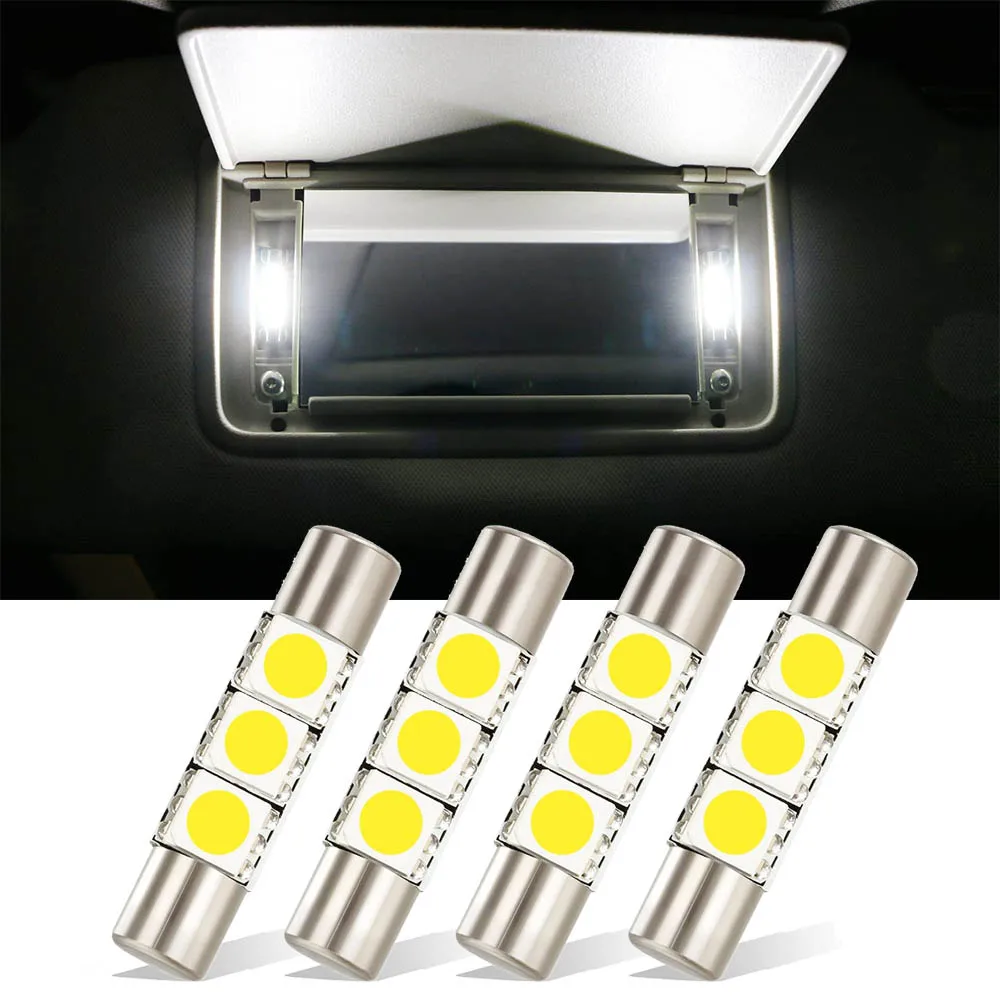 4Pcs 29mm 31MM 6614F 6641 6614 F30-WHP TS-14V1CP LED Interior Bulbs Car Sun Visor Vanity Mirror Lights Bulbs