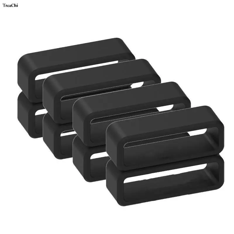 Rubber Watchbands Black Strap Loop Ring Silicone Watch Bands Accessories Holder 12 14 16 18 20 22 24 26 28 30Mm Locker 4Pcs