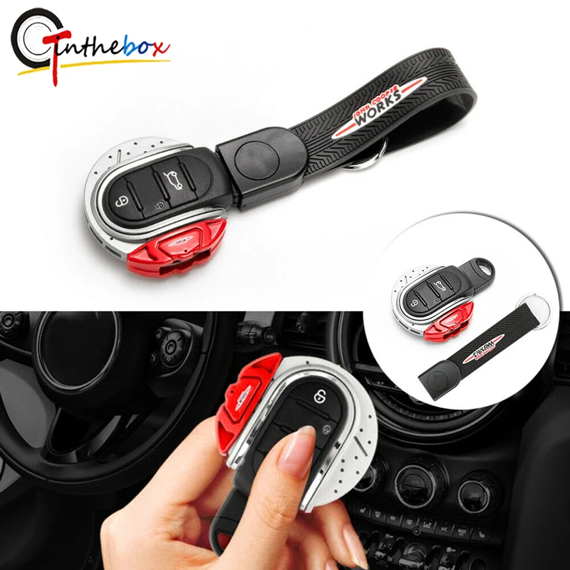 Gtinthebox Key Cover JCW Brake Disc Shape 3/4 button Key Fob Shell w/ Keychain Ring Belt Kit For MINI Cooper F55 F56 F57 F60