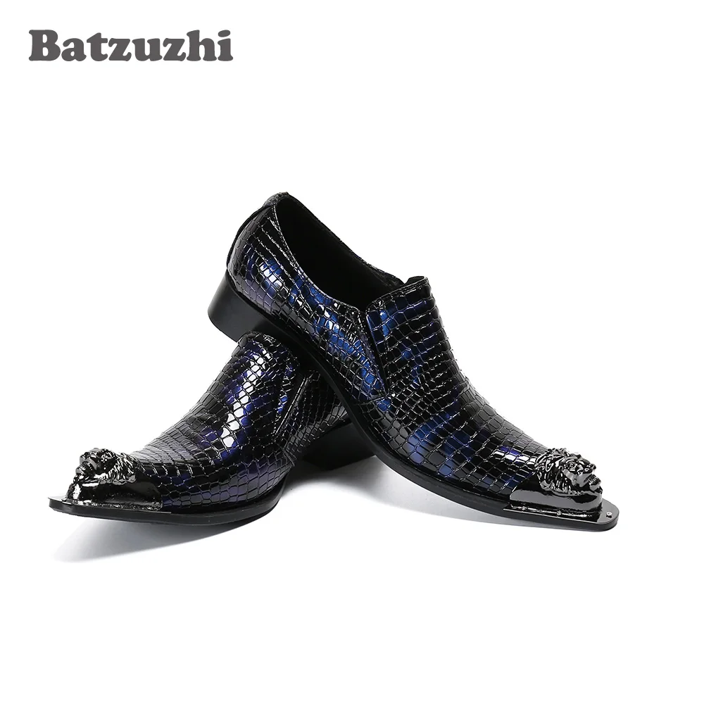 Batzuzhi Western Formal Men's Shoes Pointed Toe Genuine Leather Dress Shoes Men Business Party Shoes Male Flats, Big Sizes