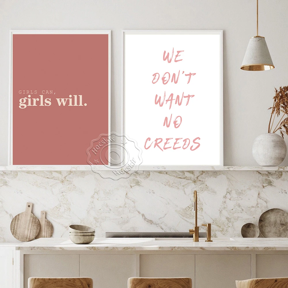 Female Power Positive Energy Sayings Poster, Motivational Quotes Text Typography Prints Canvas Painting, Girls Room Home Decor