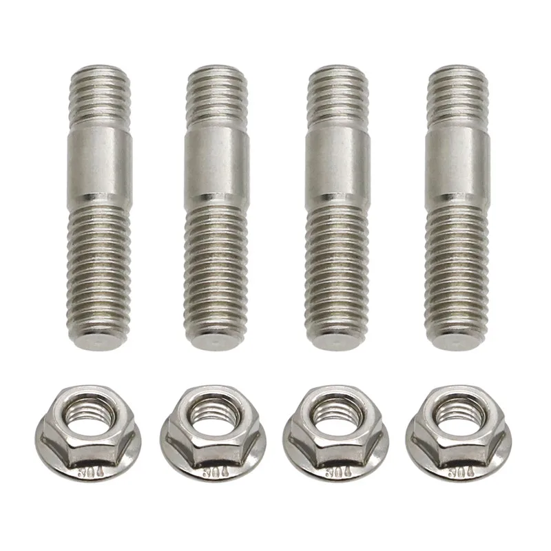 Pack of 4 M8 Stainless Steel Exhaust Studs + Flange Nuts For Suzuki Bandit For Yamaha Fazer