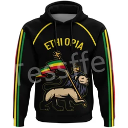 Tessffel-Fato de treino 3DPrint masculino e feminino, Etiópia, Bandeira, Reggae, África, Nativo, Leão, Retro, Harajuku, Engraçado, Hoodies casuais, Y9