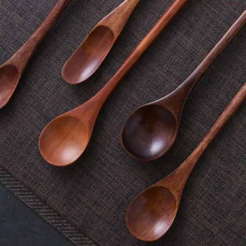 Wooden Spoon Kitchen Cooking Utensil Tool Soup Teaspoon Catering Kids Spoon kitchenware for Rice Soup Japanese Styles