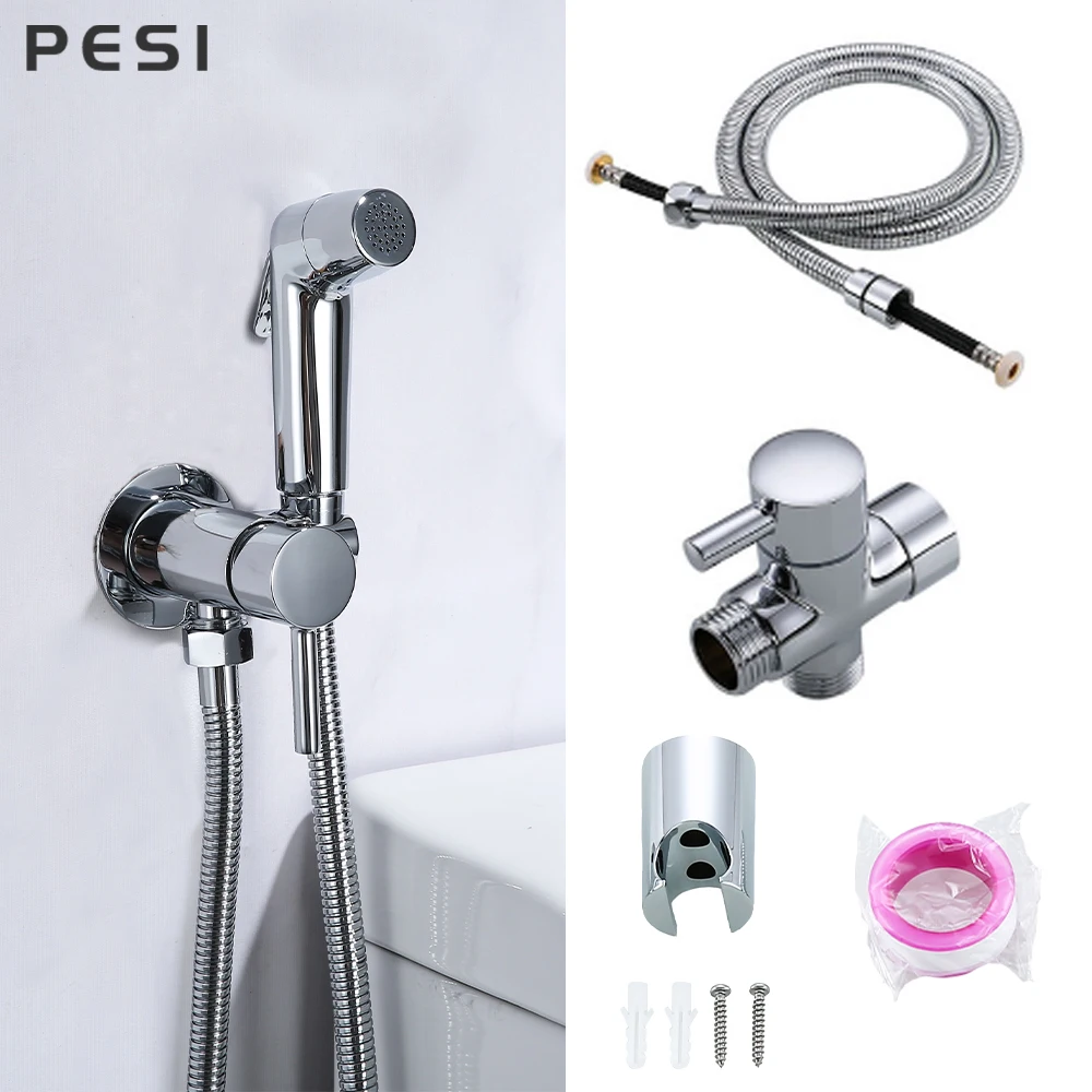 Home Wash Bidet Sprayer Set Accessories Car Hand Held Easy Install ABS Pet Toilet Bathroom Shower Diaper Cleaning Hose Holder.