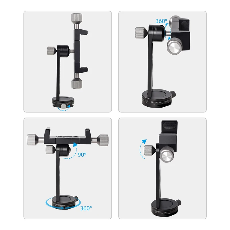 Cimapro CP-5 All Metal Tripod Mount Adapter Cell Phone Clipper Holder Vertical 360 Rotation Tripod Stand for smart phones Tripod