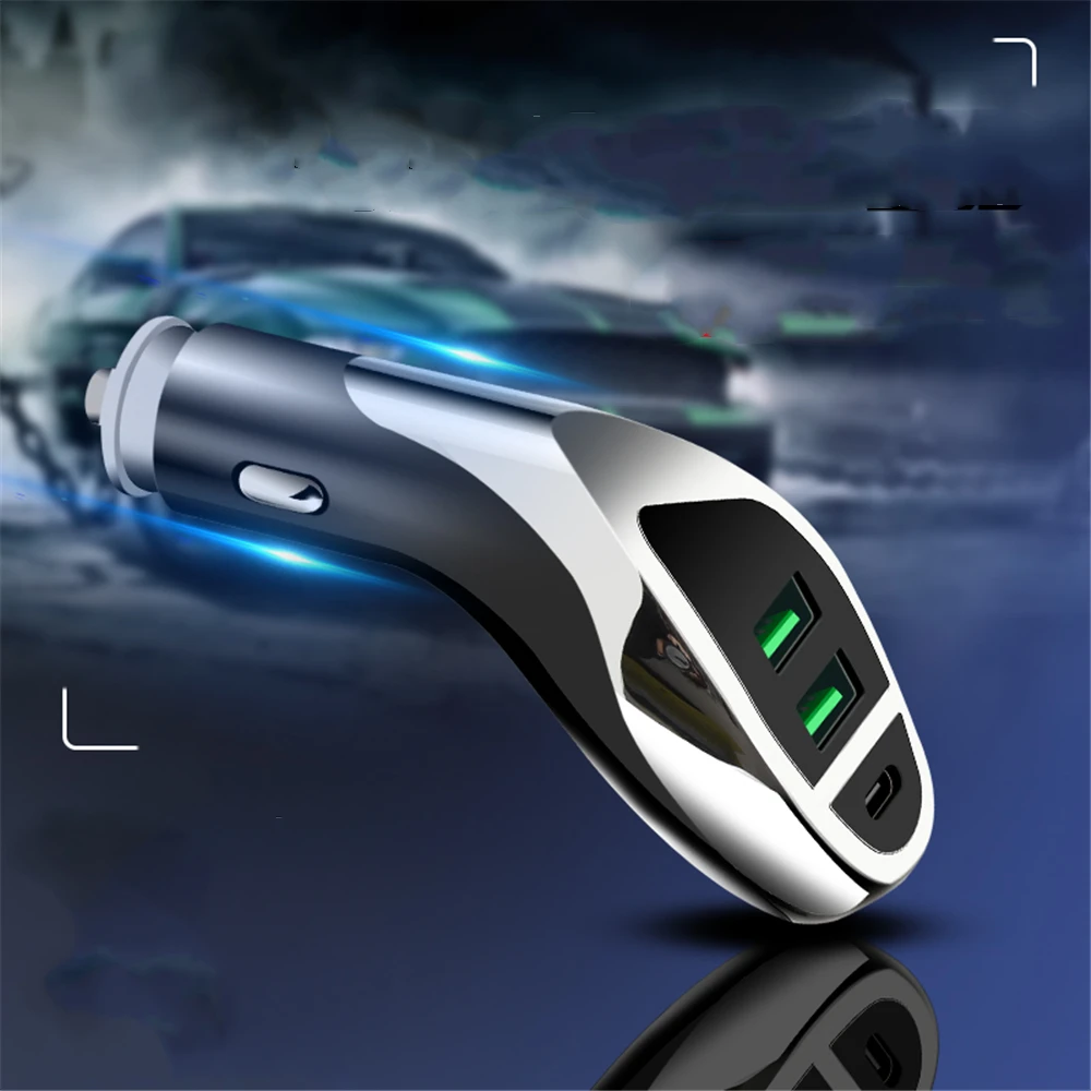 Car charger dual port USB3.1A 3.6A high current fast charge QC3.0 PD18W flash charge car charger Golden and Sliver Colors