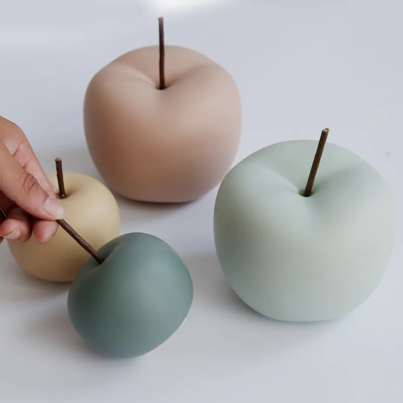 Nordic Macaron Ceramic Apple Figurines Fruit Arts & Crafts Living room Home Decoration Accessories Sweet Tabletop Ceramic Statue