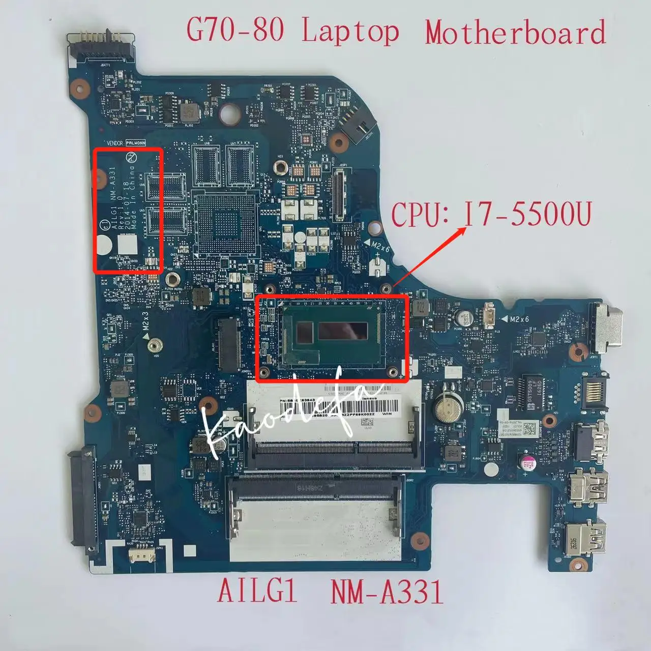 

NM-A331 Mainboard For Lenovo G70-80 Laptop Motherboard CPU:I7-5500U UAM DDR3 FRU:5B20H70716 5B20H70627 100% Test Ok