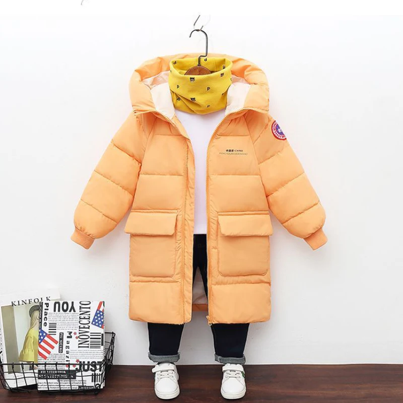 Winter 0-30 degrees thick warm hooded jacket 2-10year old boys girls windproof coat extended 2022 fashion casual children\'s wear