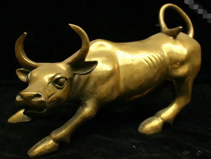 30CM China old Brass antique Bronze Chinese Zodiac cattle Sculpture