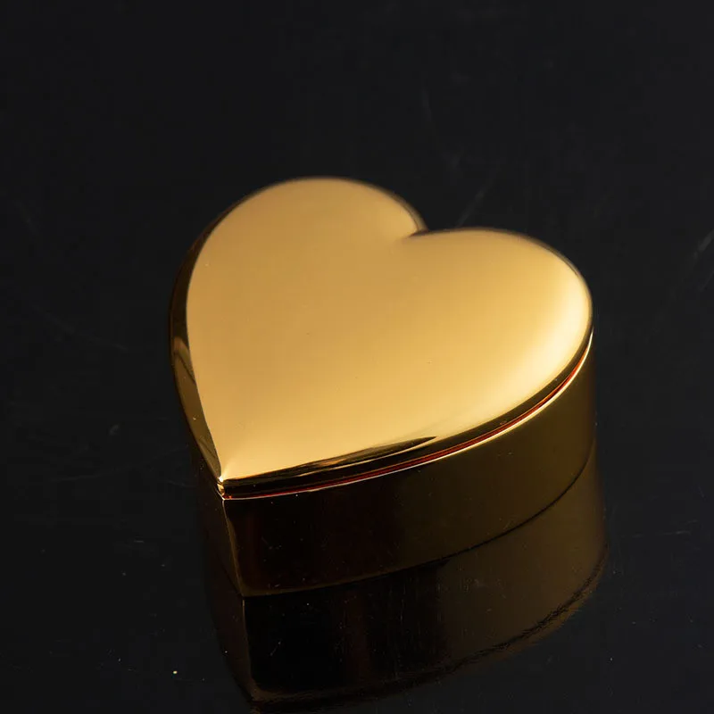 Classic Golden Metal Heart Shape Jewelry Box for Women Small Trinket Storage Organizer Chest Christmas Gift