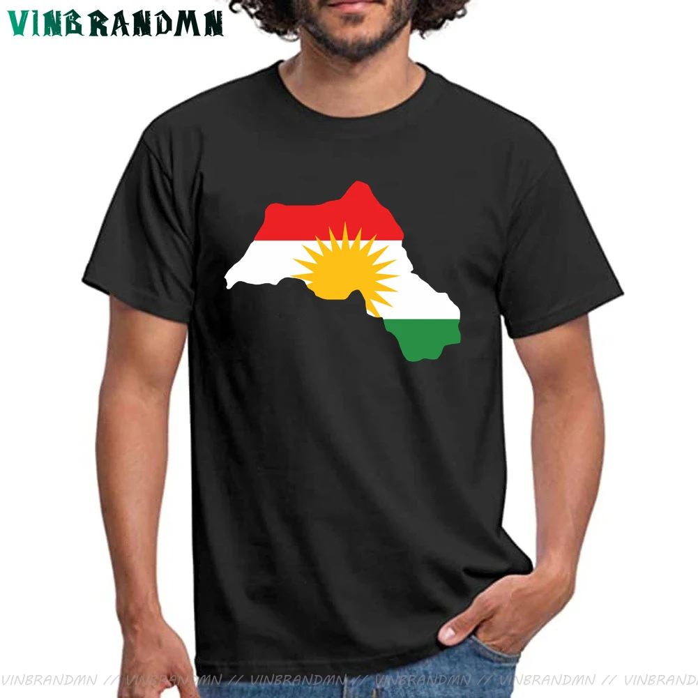 Kurdistan Flag Map Design T shirt Hot Sale Short Sleeve Pure Cotton Men T-shirts Kurdistan Flag Youth Tee Shirt Hombre Camiseta