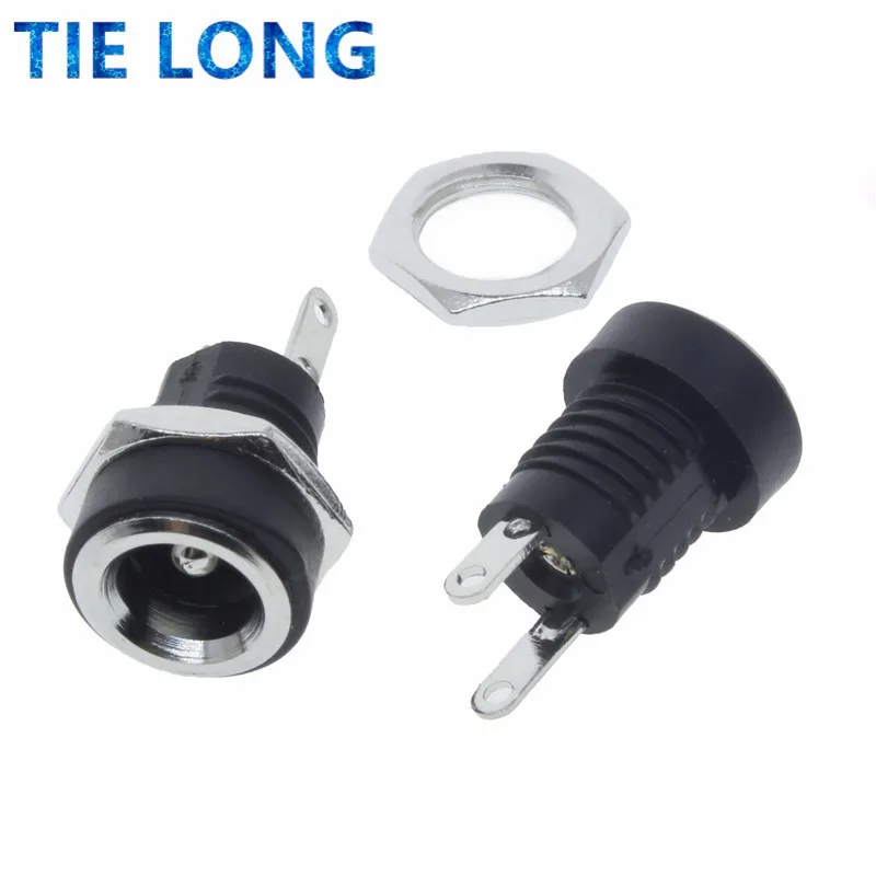 10pcs 5.5 x 2.1/5.5x2.5mm DC Power Jack Socket Supply Female Panel Mount Connector Plug Adapter 2 Terminal Type DC Connector