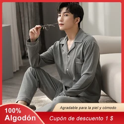 Pijama de algodón 100% para Hombre, ropa de dormir de talla grande 5XL, color gris, cálido, para Invierno