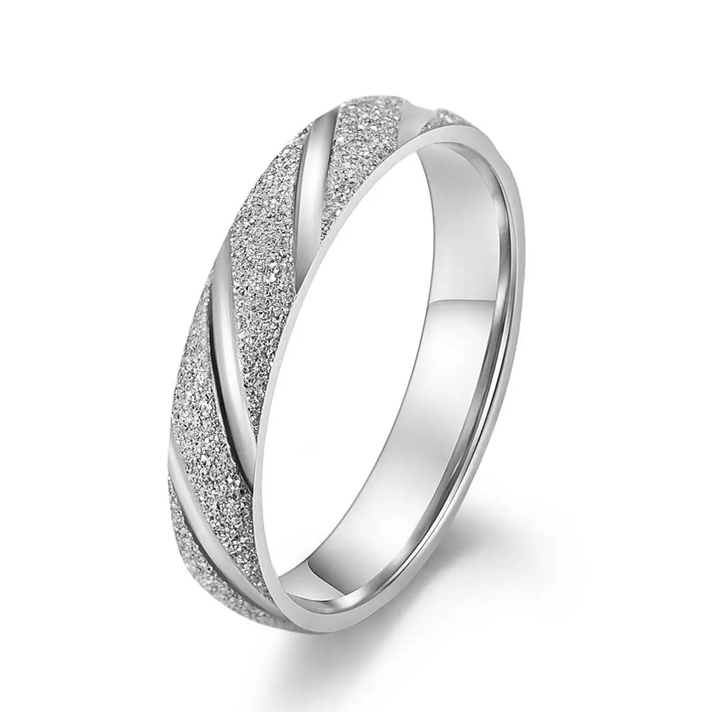KNOCK Vintage 4mm Frosted Stainless Steel Ring  black /Rose Gold Engagement Wedding Rings Jewelry For Women
