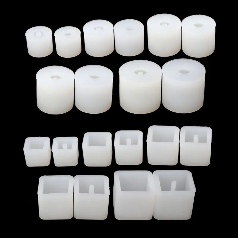 20Pcs Silicone DIY Round Square Beads DIY Mold Jewelry Making Resin Casting Mold