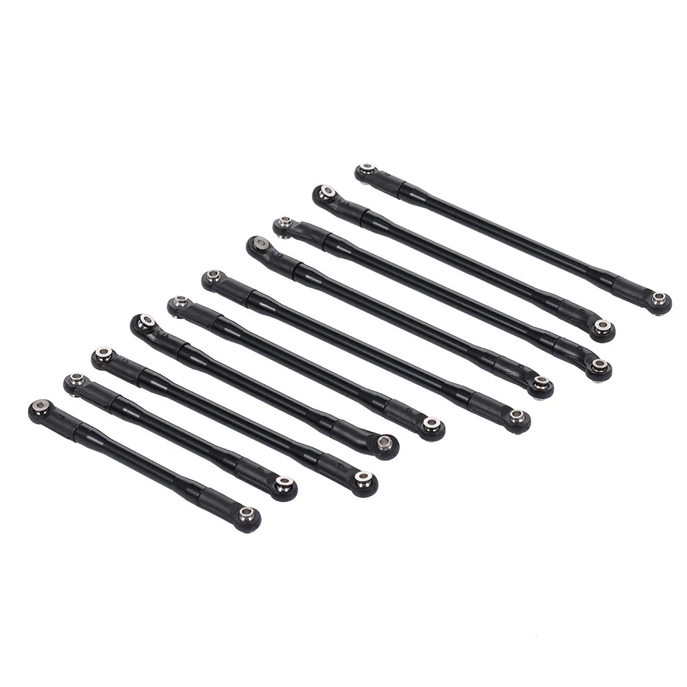 10PCS Metal Upper Lower Linkage Link With Plastic Rod End Set for 1/10 AXIAL SCX10II 90046 90047 RC Crawler Car