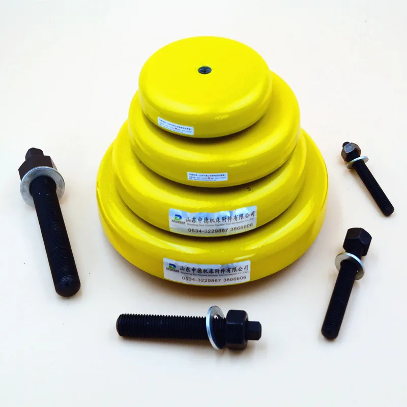 Yellow machine mounting pad with adjustable shock absorption parallels