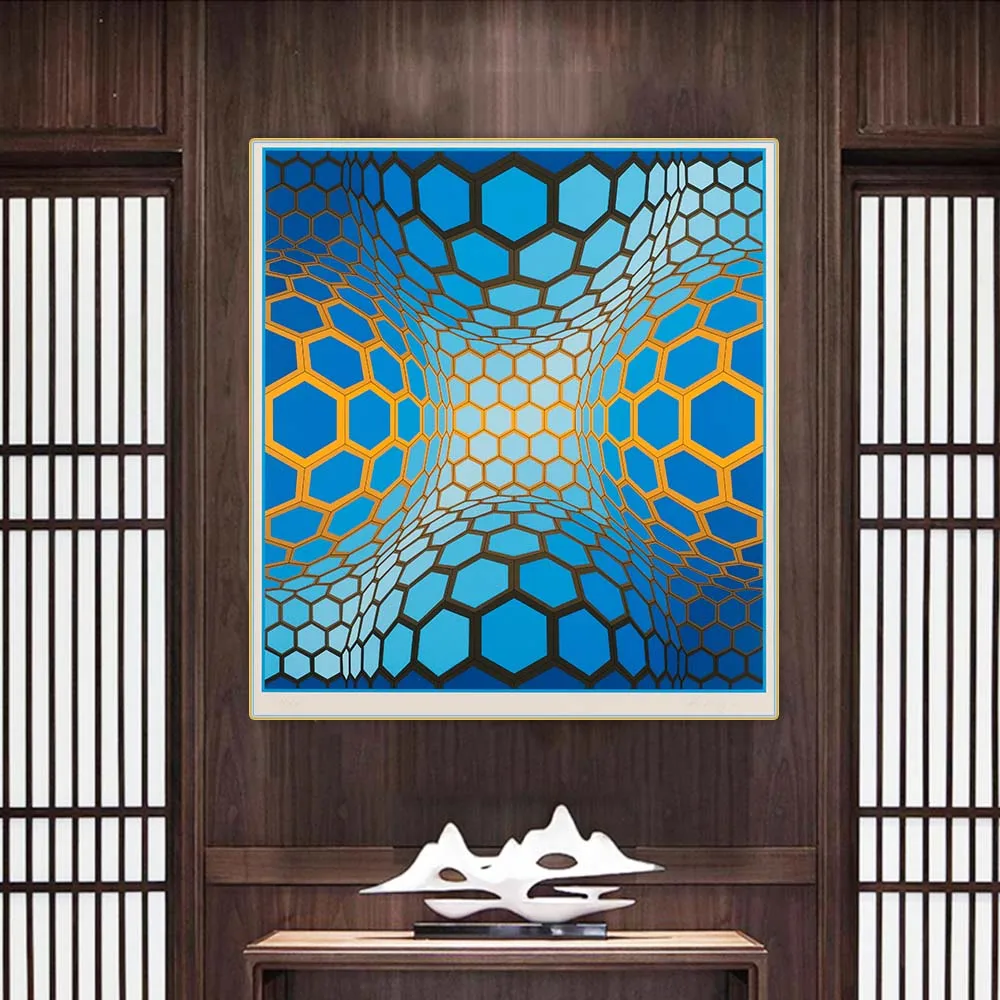 Untitled by Victor Vasarely Optical Visual Art Canvas Oil Painting Aesthetics Picture Art Wall Hanging Decor Home Decoration